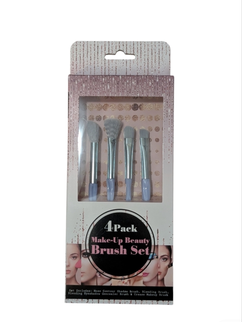 4-Pack Makeup Brush Set in Lavender and Silver - Picture 2 of 4